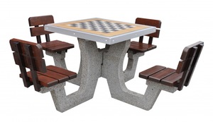 Stolik betonowy do gry w szachy z oparciem